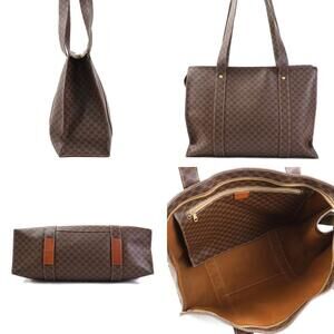 Celine Shoulder Macadam Coated Bag Brown Canvas